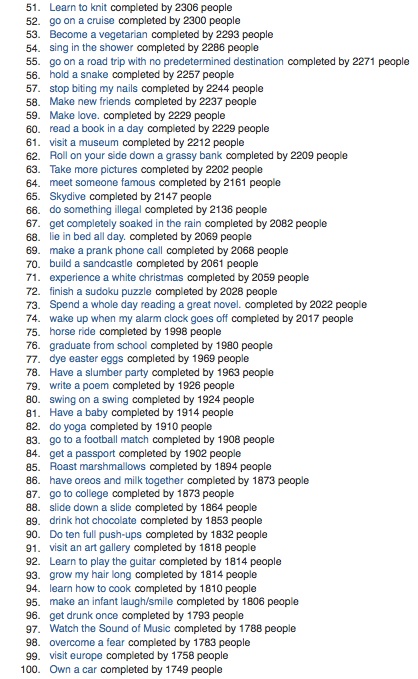 43 Things Popular Complete Goals 51-100